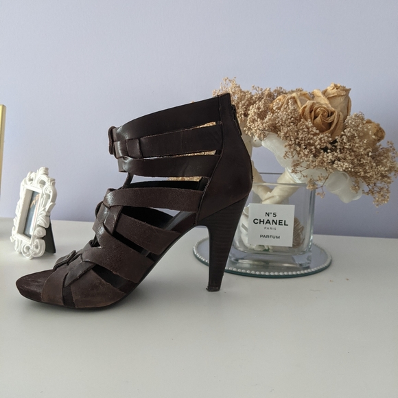 Authentic brown leather grungy sandals - Picture 4 of 5